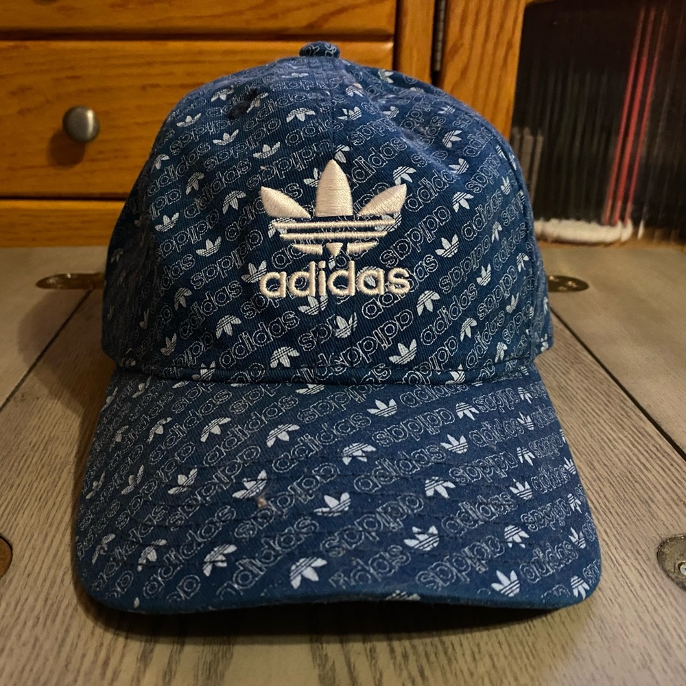 Adidas Originals All Over Print Blue Baseball Hat Unisex Womens or Mens